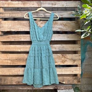 Emerald Sundae Swiss Dot Tiered Mini Dress